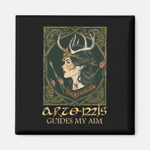 Grappige Griekse godin Artemis Deer Hunting Mythol Magneet