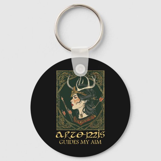 Grappige Griekse godin Artemis Deer Hunting Mythol Sleutelhanger (Voorkant)
