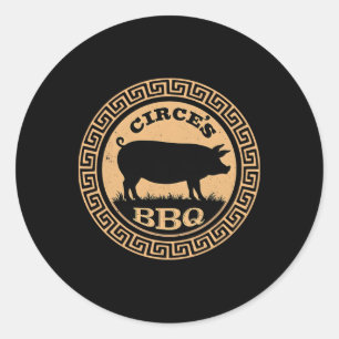 Grappige Griekse mythologie Circe's BBQ Odyssey 1 Ronde Sticker