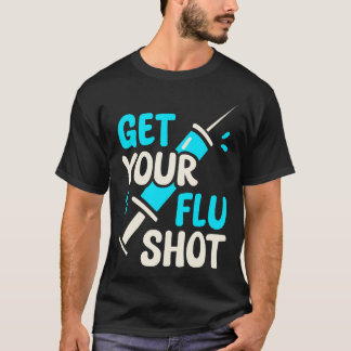 Grappige griepprik Mooie vaccinatie Retro gezondhe T-shirt