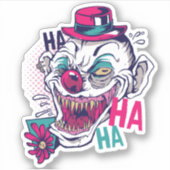 Grappige griezelige clown lachen horror tiener gra sticker (Voorkant)