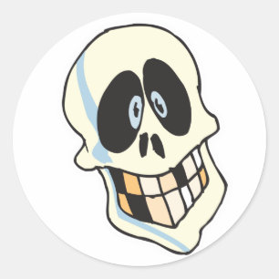 grappige grijnzende skelet schedel ronde sticker
