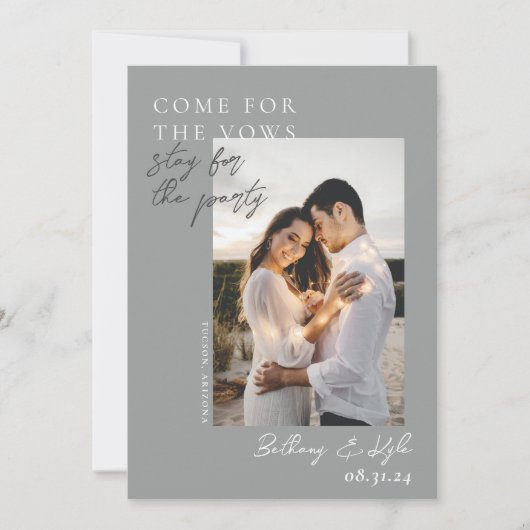 Grappige grijze foto Save The Date uitnodiging (Voorkant)