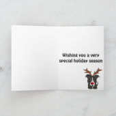 Grappige Grijze Hond Pitbull als Rendier van Feestdagen Kaart (Binnen)