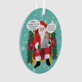 Grappige Grijze Kat Bezoeken Santa Custom Kerstmis Ornament (voorkant)