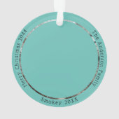 Grappige Grijze Kat Bezoeken Santa Custom Kerstmis Ornament (achterkant)