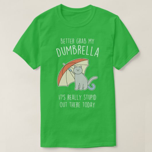 Grappige grijze kat paraplu t-shirt (Design voorkant)