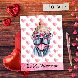 Grappige grijze pitbull, wees mijn Valentijnshond Feestdagenkaart