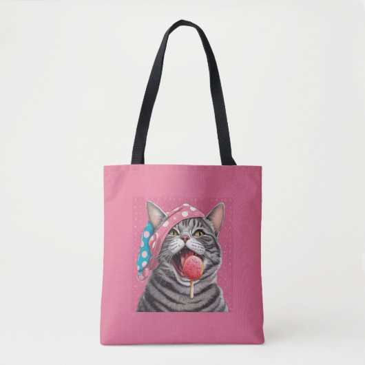 Grappige grijze tabby kat zomer spullen tote bag (Voorkant)