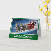 Grappige grijze tabby kerst kaart (Gele Bloem)
