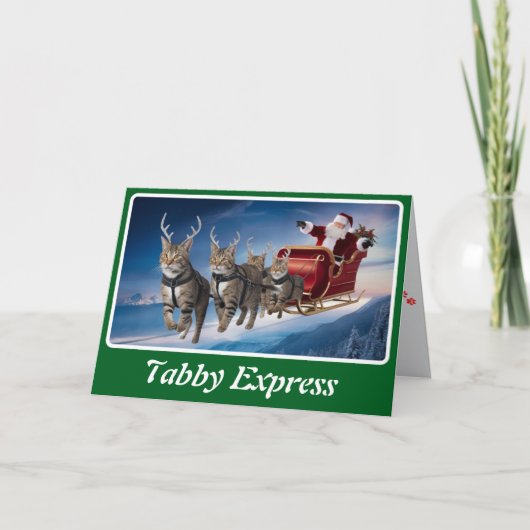 Grappige grijze tabby kerst kaart (Voorkant)