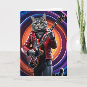 Grappige grijze tabby rocker kaart