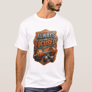 Grappige grijze tekst ontwerp met ALTIJD GEFOCUST T-shirt
