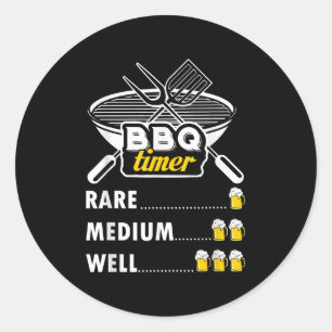 Grappige Grill Grilling Gift BBQ Timer Barbecue Ronde Sticker