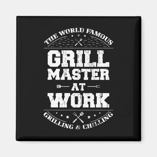 Grappige Grill Master BBQ Chef Gerookt Vlees Liefh Magneet (Voorkant)
