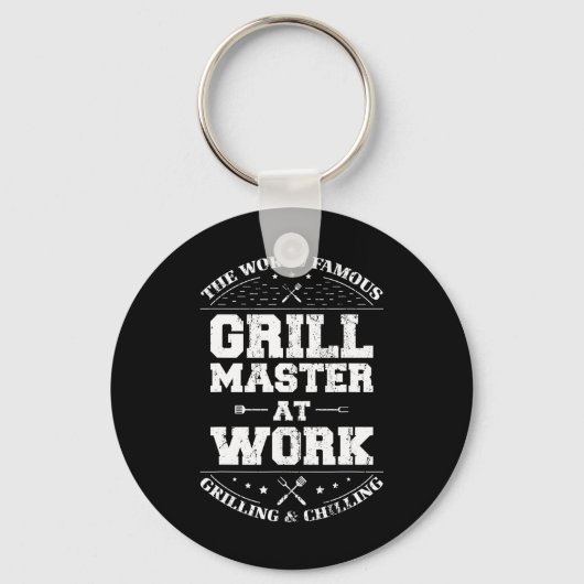 Grappige Grill Master BBQ Chef Gerookt Vlees Liefh Sleutelhanger (Voorkant)