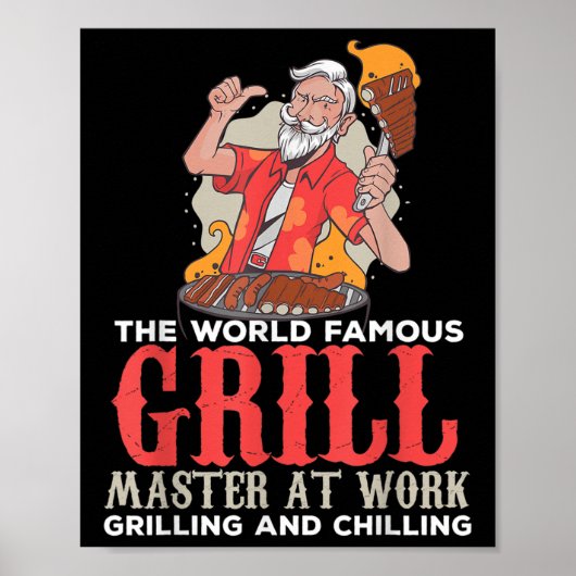 Grappige Grill Master BBQ Lovers Foodies Chef gero Poster (Voorkant)