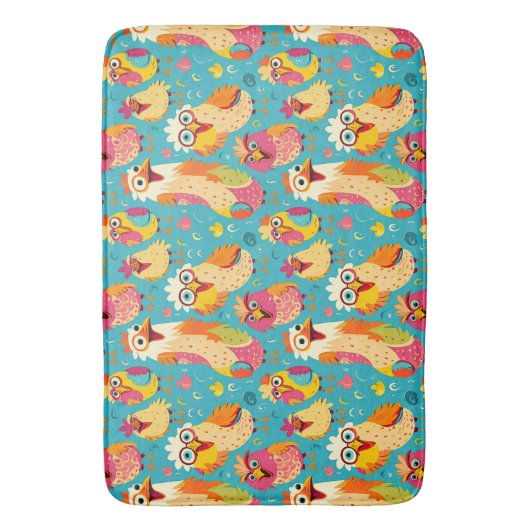 Grappige grillige Cartoon Abstracte kippen Badmat (Voorkant Verticaal)