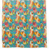 Grappige grillige Cartoon Abstracte kippen Douchegordijn (Voorkant)