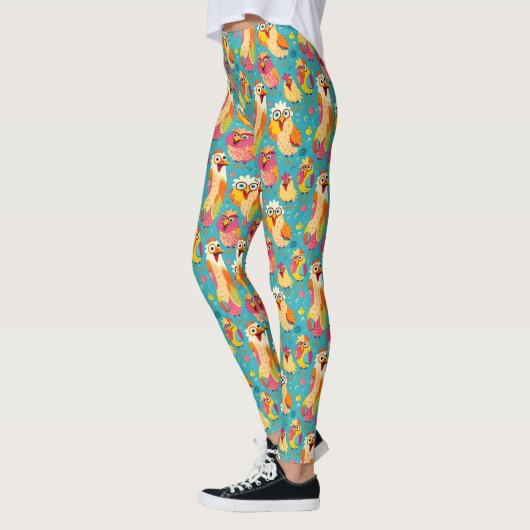 Grappige grillige Cartoon Abstracte kippen Leggings (Links)