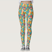 Grappige grillige Cartoon Abstracte kippen Leggings (Voorkant)