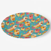 Grappige grillige Cartoon Abstracte kippen Papieren Bordje (Gekanteld)