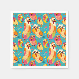 Grappige grillige Cartoon Abstracte kippen Servet
