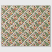 Grappige grillige gekke kat kerst cadeaupapier (Vlak)