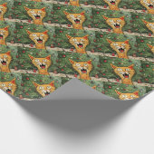 Grappige grillige gekke kat kerst cadeaupapier (Hoek)