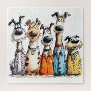 Grappige grillige honden legpuzzel