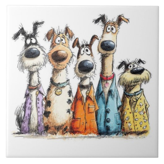 Grappige grillige honden tegeltje (Voorkant)
