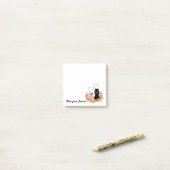 Grappige grillige kat liefde paar gepersonaliseerd post-it® notes (Op bureau)