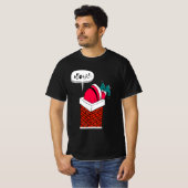 Grappige grillige kerstman vast in de schoorsteen t-shirt (Voorkant volledig)