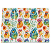 Grappige grillige kippen kleurrijke verjaardag groot cadeauzakje (Voorkant)