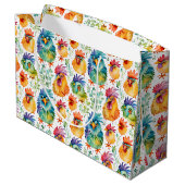 Grappige grillige kippen kleurrijke verjaardag groot cadeauzakje (Achterkant Gekanteld)
