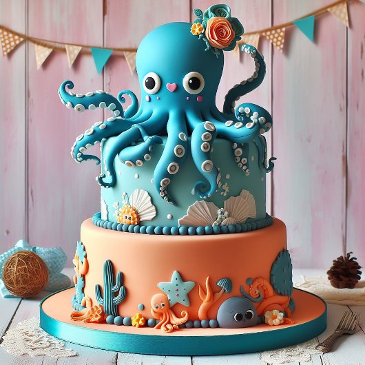 GRAPPIGE GRILLIGE OCTOPUS THEMA KIDS VERJAARDAGSTA KAART