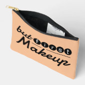 Grappige grillige  perzik Oranje make-up reizen Etui (Open)