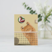 Grappige grillige speelse kat: Volleybal Briefkaart (Staand voorkant)