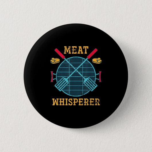 Grappige Grillmaster Gerookt Vlees Steak Lover BBQ Ronde Button 5,7 Cm (Voorkant)