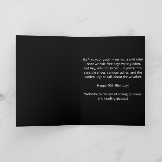 Grappige Grim Reaper Dood aan mijn jeugd 40ste ver Kaart (Binnen)