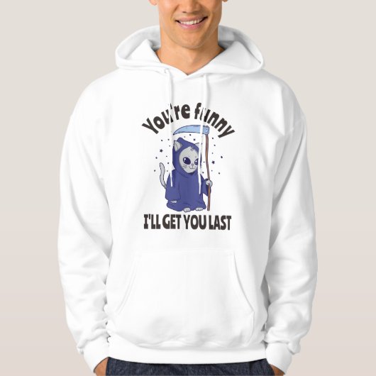 Grappige Grim Reaper Kat Halloween Kostuum Hoodie (Voorkant)