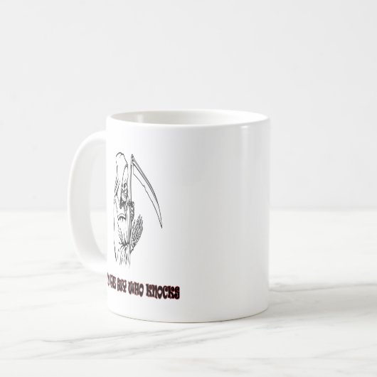 Grappige Grim Reaper Quote Spooky Halloween Night Koffiemok (Voorkant links)