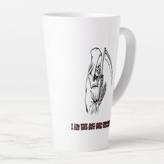 Grappige Grim Reaper Quote Spooky Halloween Night Latte Mok (Rechterhoek)