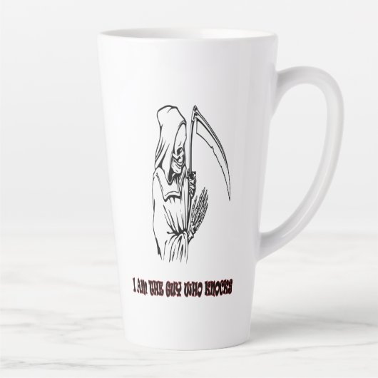Grappige Grim Reaper Quote Spooky Halloween Night Latte Mok (Rechts)