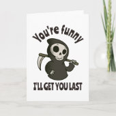 Grappige Grim Reaper Skelet Halloween Kostuum Kaart (Voorkant)