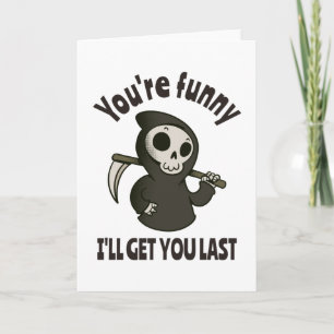Grappige Grim Reaper Skelet Halloween Kostuum Kaart