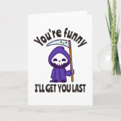 Grappige Grim Reaper Skelet Halloween Kostuum Kaart (Voorkant)