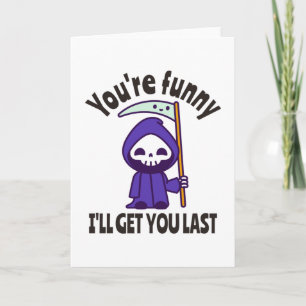 Grappige Grim Reaper Skelet Halloween Kostuum Kaart