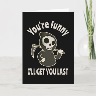 Grappige Grim Reaper Skelet Halloween Kostuum Kaart