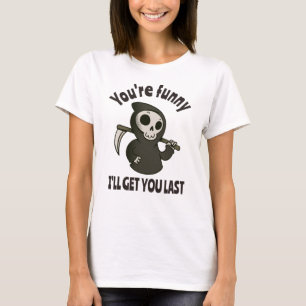 Grappige Grim Reaper Skelet Halloween Kostuum T-shirt